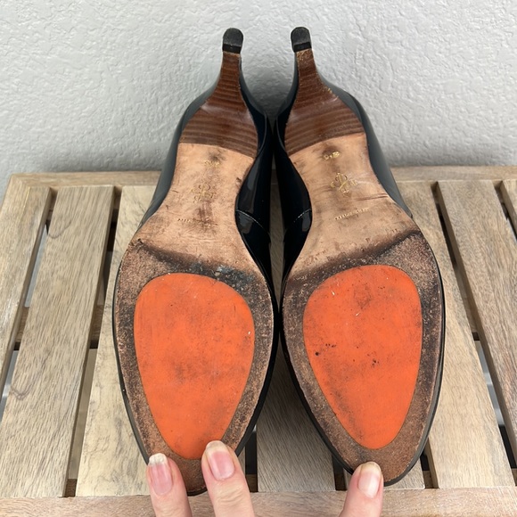Cole Haan Patent Leather Closed Toe Heels Pumps Forest Green Size 9.5 Office - Picture 9 of 9